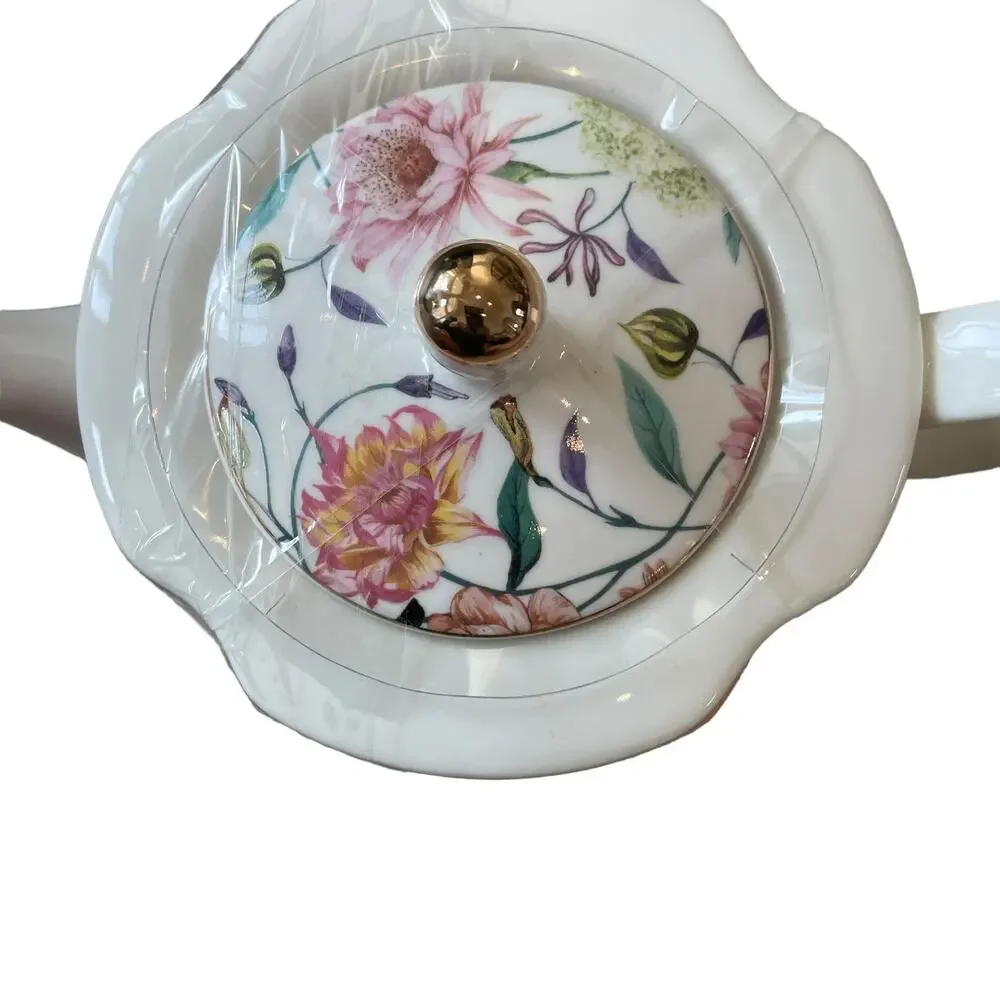 Grace Teaware Fine Porcelain Teapot Very Elegant Floral & Birds 6.5